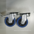 4 Inch Blue Elastic Rubber Wheel 100mm Flight Case Self Centering Casters